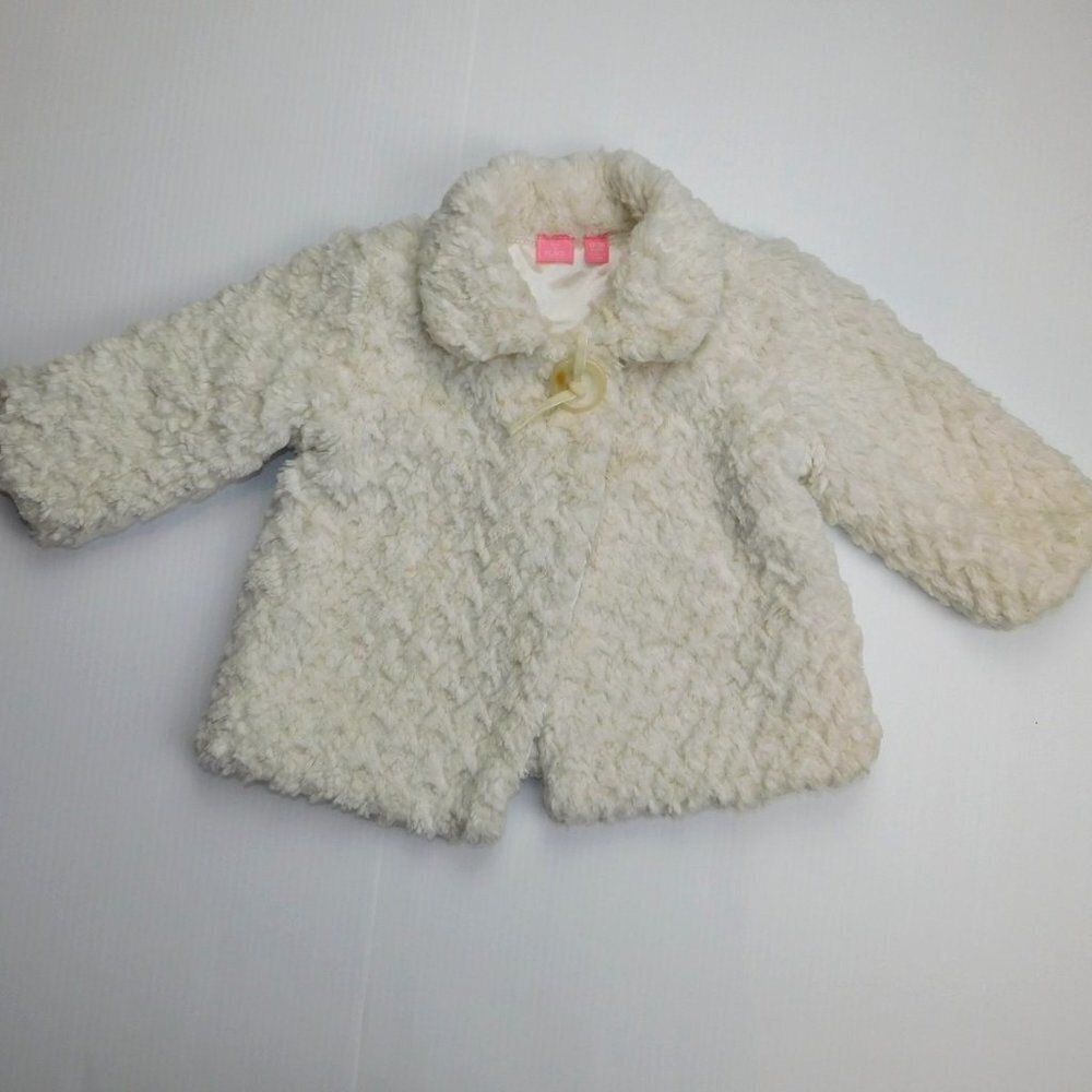 The Children's Place Cream Faux Fur Jacket Baby 12-18 months Satin Lined